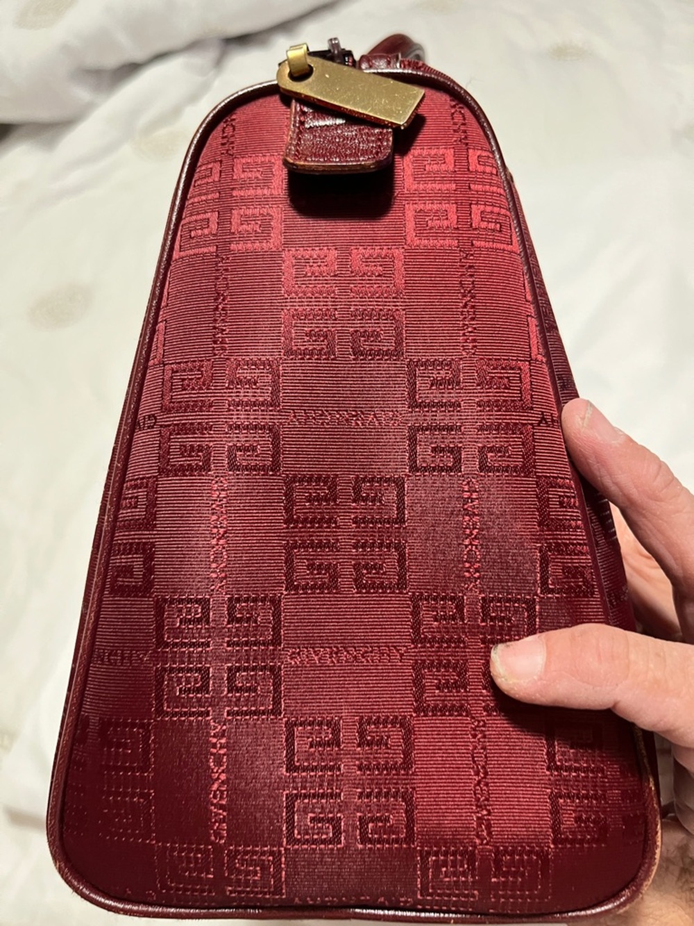 Givenchy Deep Red Monogram Top Handle Satchel authentic - Picture 7 of 14